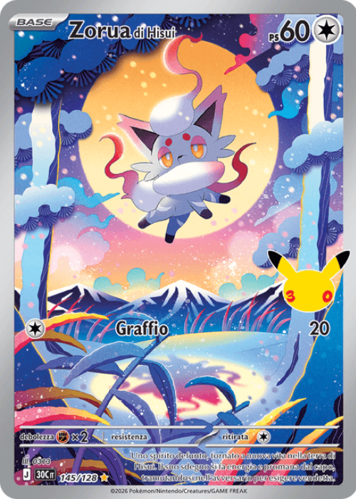 Pokémon Zorua di Hisui 145/128 30° Anniversario ITA