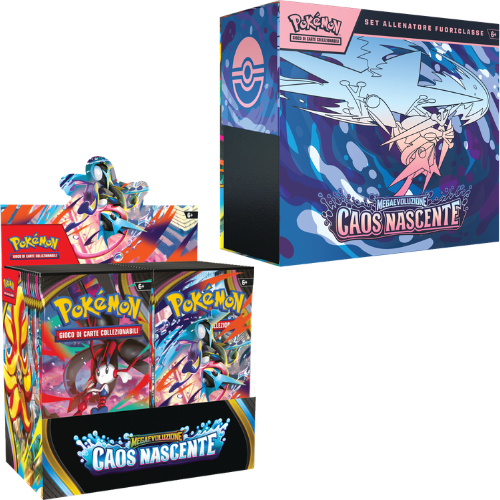 Bundle Pokémon Caos Nascente Display + Set Allenatore Fuoriclasse